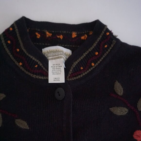 Coldwater Creek Black Cotton Embroidered Floral Jacket Cabincore Boho XL - Picture 11 of 11